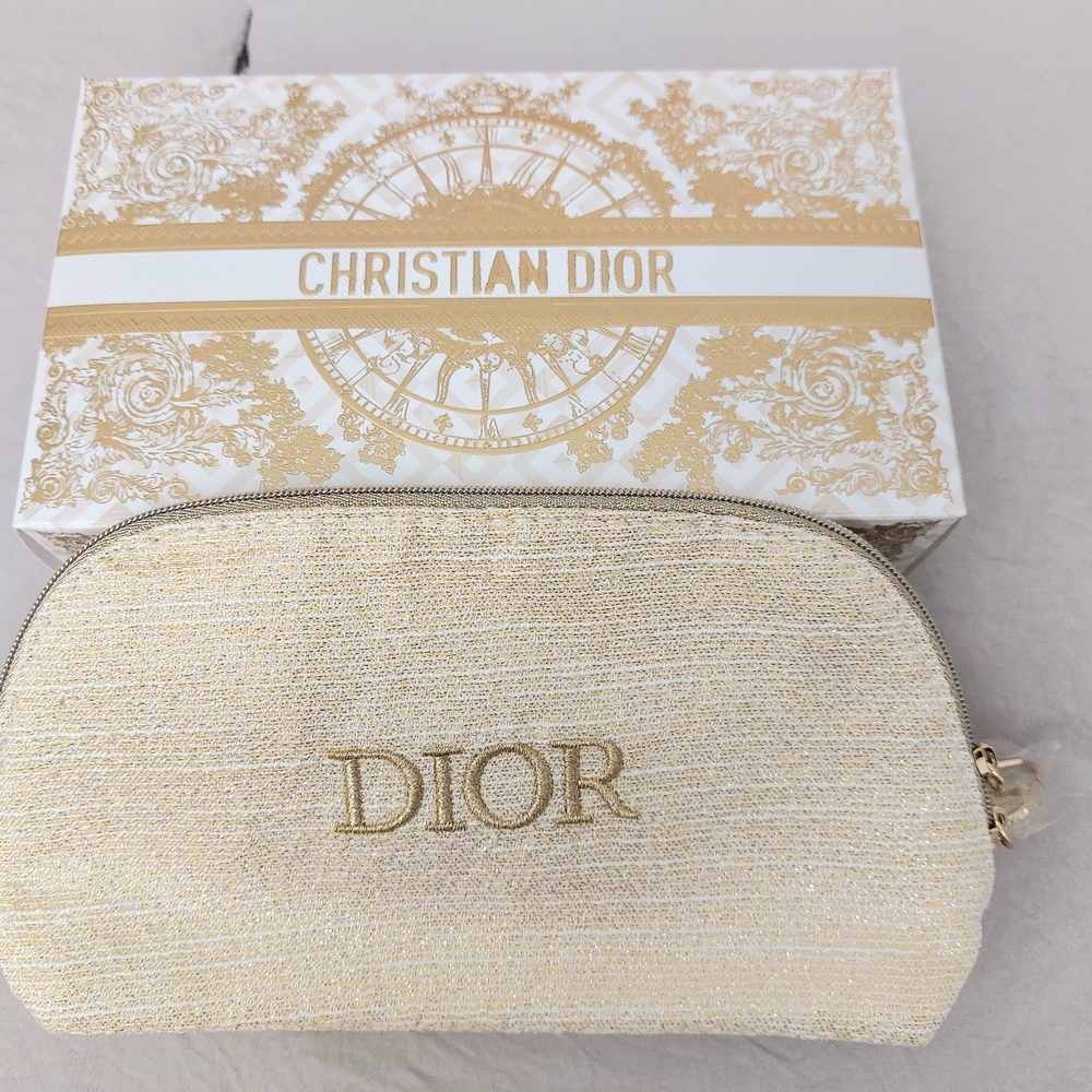 Dior Gold 2024 Limited Edition Makeup Pouch With Box
